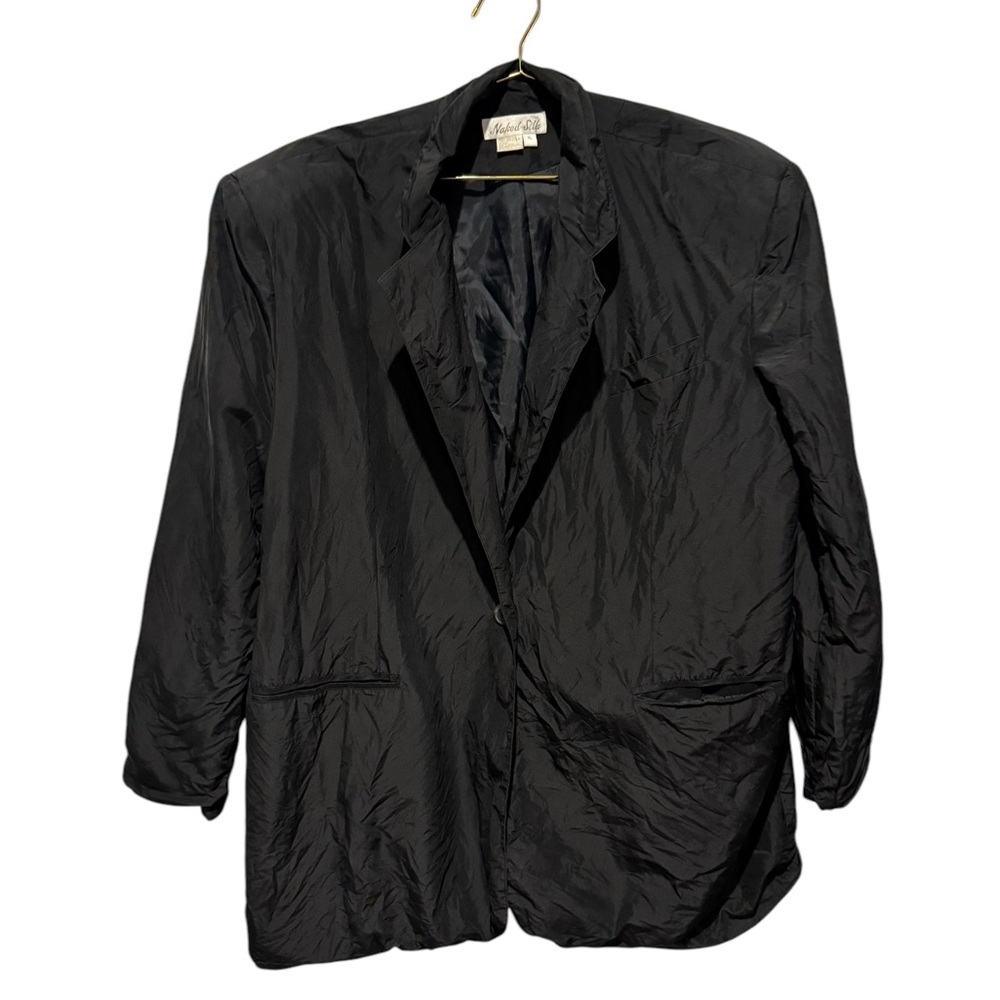 Vintage Naked Silk black silk button closure blazer sz XL